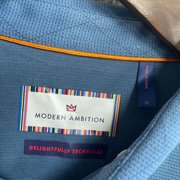 NEW Modern Ambition Men's M Delightfully Technical Polo Shirt Blue Cotton - Picture 6 of 9